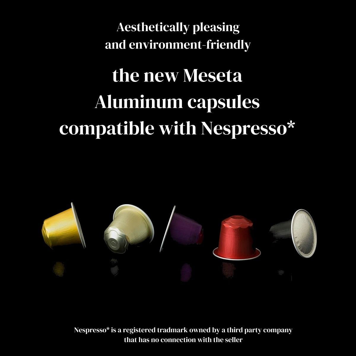 Meseta Ristretto 100 pcs Nespresso Compatible Aluminium Coffee Capsule Pack -For Use in Nespresso Essenza, Pixie, Citiz, Inissia, Lattissima,  Maestria, other Nespresso Original Machines - 100 ct