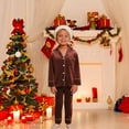 thumbnail image 2 of Family Christmas Pjs Velour Pjs Long Sleeve Button down Sleepwear Winter Warm Soft Fleece Set Family Pajamas, 2 of 5
