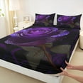 thumbnail image 3 of Castle Fairy Boys Girls Floral Purple Rose Twin Sheet Sets 3pcs,Romantic Flowers Twin Fitted Sheet Microfiber,Chic Flowers Blossoms Breathable Flat Sheet,Luxury Bedroom Decor, 3 of 7