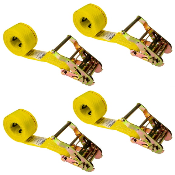 2" x 10' Endless Ratchet Strap (Yellow) - No Hooks - 4 Pack
