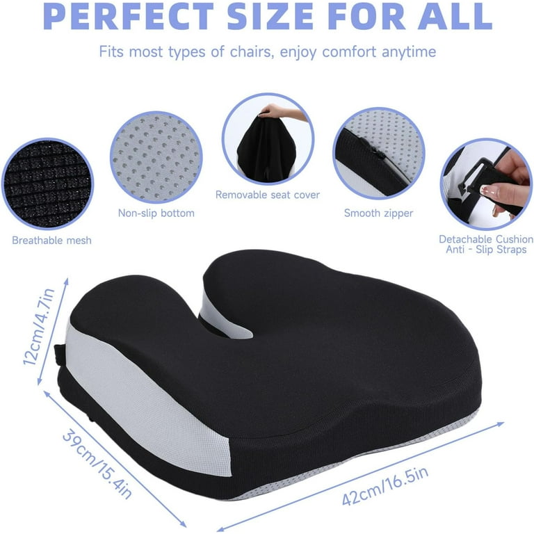 Seat Cushion Lumbar Support Pillow For Office Chair, Car, Wheelchair Memory Foam Desk Chair Cushion For