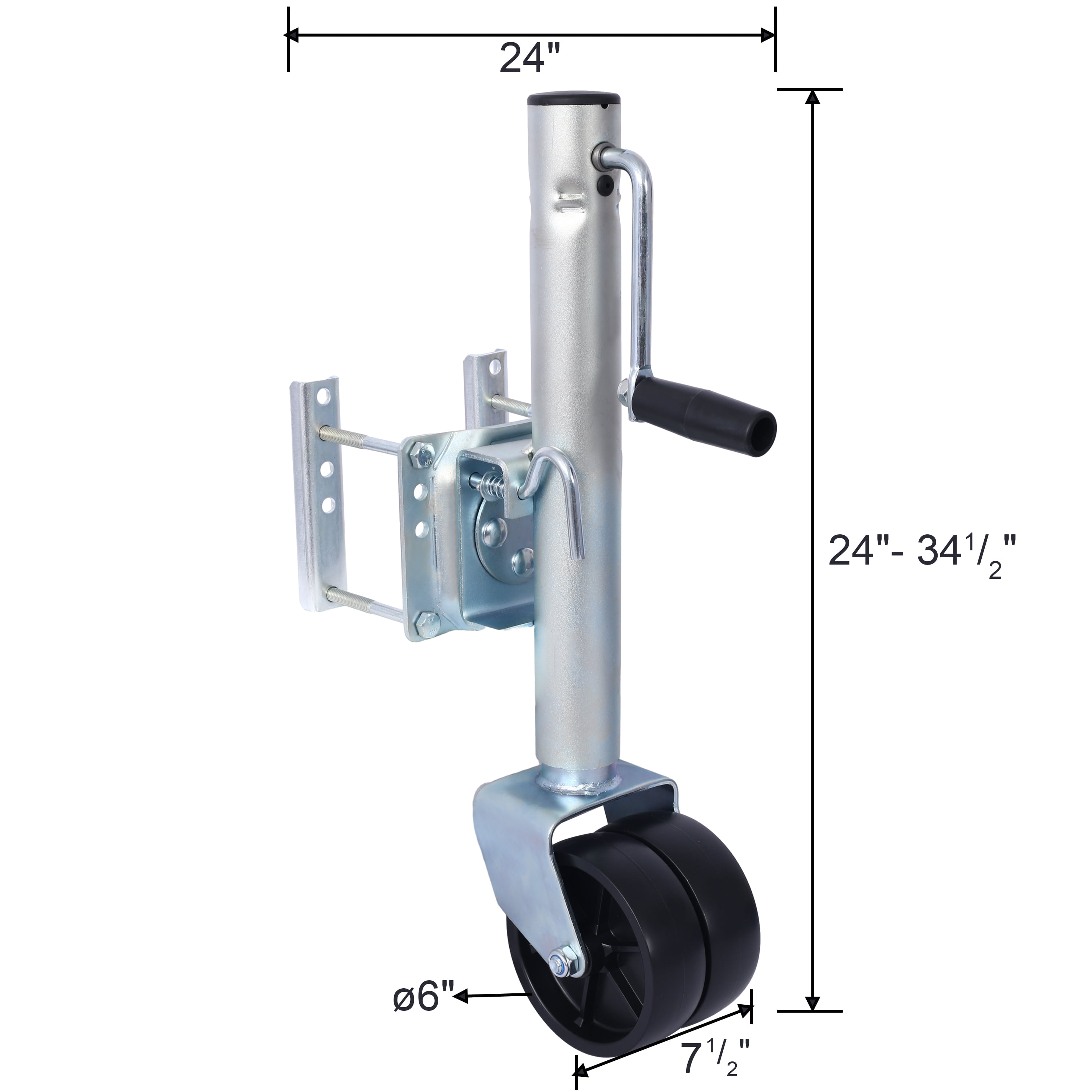 1500lbs Trailer Jack with Double Wheel, Adjustable 12" Lift Travel, Boat On for Boat RV Utility, Swivel Tongue Towing Dual Wheel