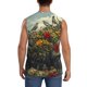 thumbnail image 4 of Fotbe Floral Rhino With Birds Men's Camiseta sin Mangas Estampada para Hombres, Playera Casual para Gimnasio, Entrenamiento, Playa-3X-Large, 4 of 7