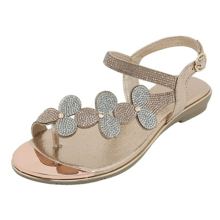 

VBARHMQRT Female Dress Sandals In Blue Women Summer Buckle Strap Rhinestone Casual Open Toe Flat Soft Bottom Breathable Shoes Sandals Sandals Women Heels Wide Cute Sandals for Women Wide Feet