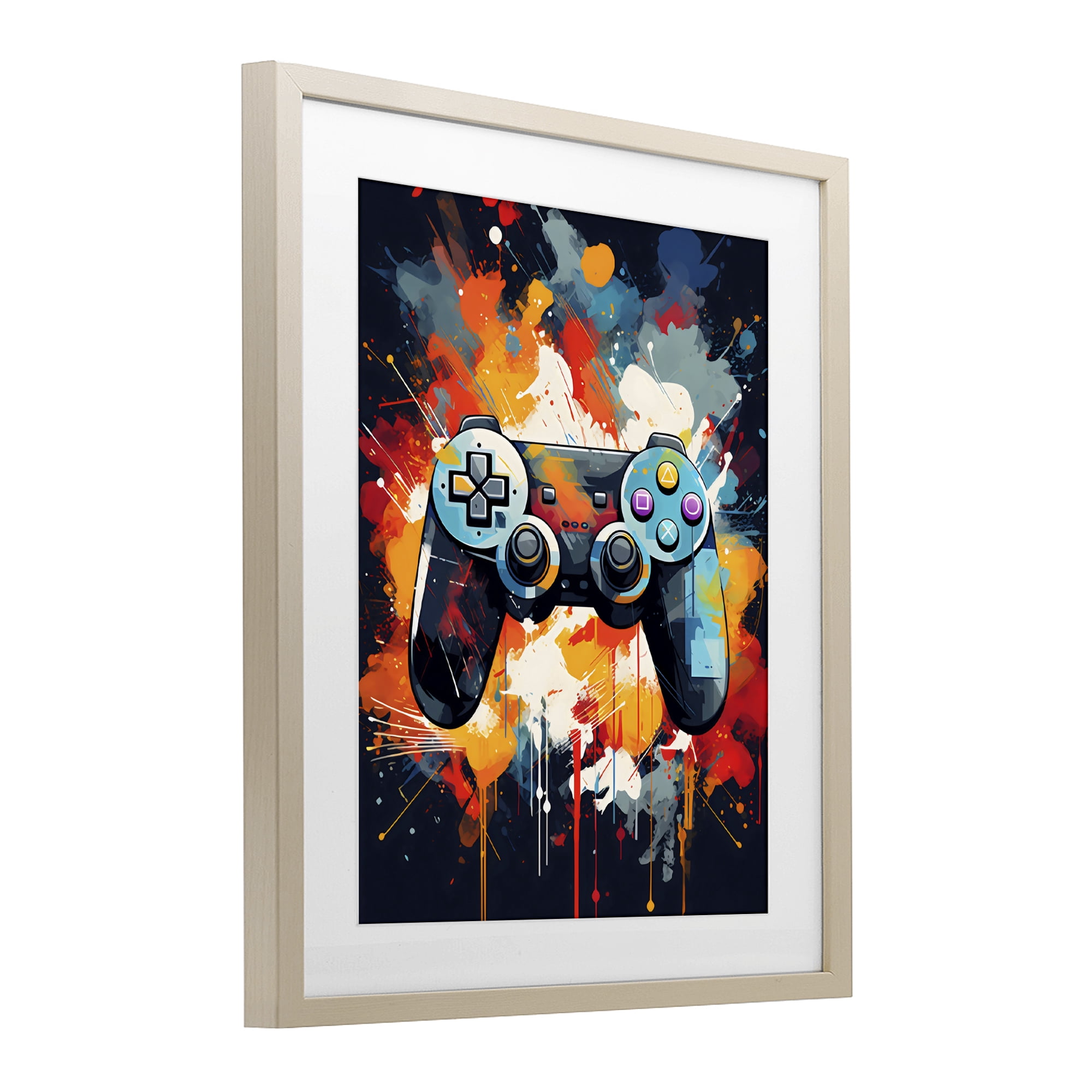 Stupell Industries Orange Paint Splash Gamer Birch Framed Print Under Glass, design by Creative Studio