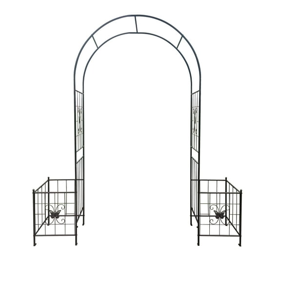Garden Arch Garden Arch Arbor Trellis for Climbing Plants, Durable Metal Garden Arch Outdoor Wedding Arch, for Wedding Ceremony Party Plant Climbing Rose Vines Lawn Courtyard Patio Black, 7.15ft,Gard