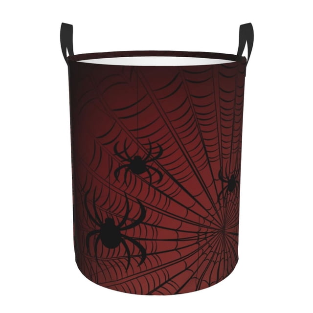 Balery Spiders On A Web Cesta de ropa redonda con asas, impermeable, independiente, para ropa, juguetes, dormitorio y familia-Small