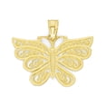 thumbnail image 3 of Solid Two Tone 14k Gold Butterfly Pendant - Insect Jewelry Gifts for Women - Golden Fire, 3 of 5