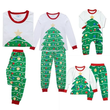 Family Matching Christmas Tree Pajamas PJs Xmas Kids Adult Sleepwear (Matching Onesies For Best Friends Adults)