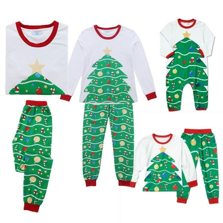 Family Matching Christmas Tree Pajamas PJs Xmas Kids Adult Sleepwear (Best Baby Christmas Pajamas)