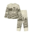 thumbnail image 2 of Junzan Vineyard Landscape Print Womens Pajama Sets,Long Sleeve Button Down For Women Pjs 2 Piece, 2 of 9
