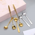 thumbnail image 4 of Uxcell 4Pack 7" Stainless Steel Long Handle Rose Teaspoon Coffee Spoon, Gold, 4 of 4