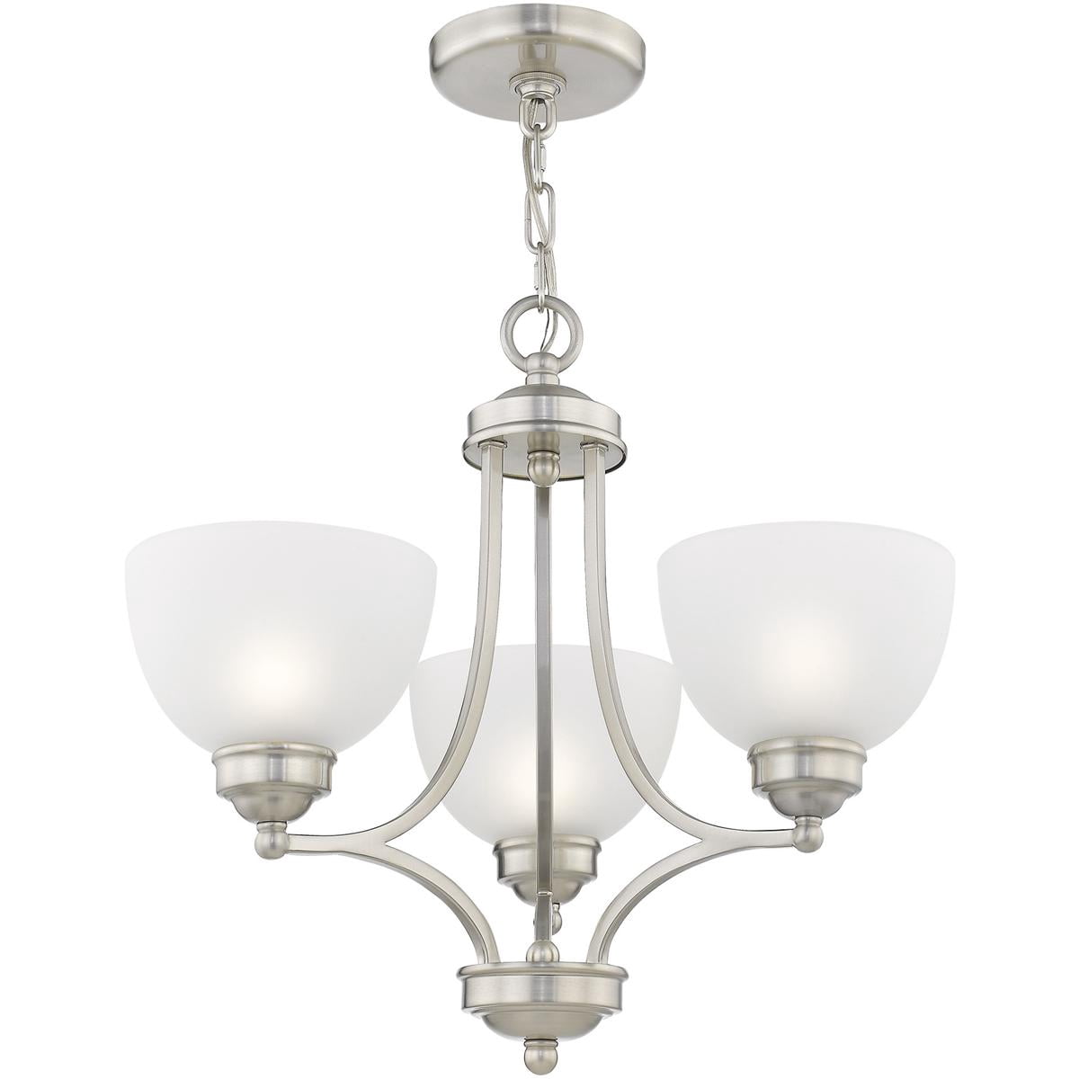 3 Light Brushed Nickel Chandelier with Satin Glass Shade