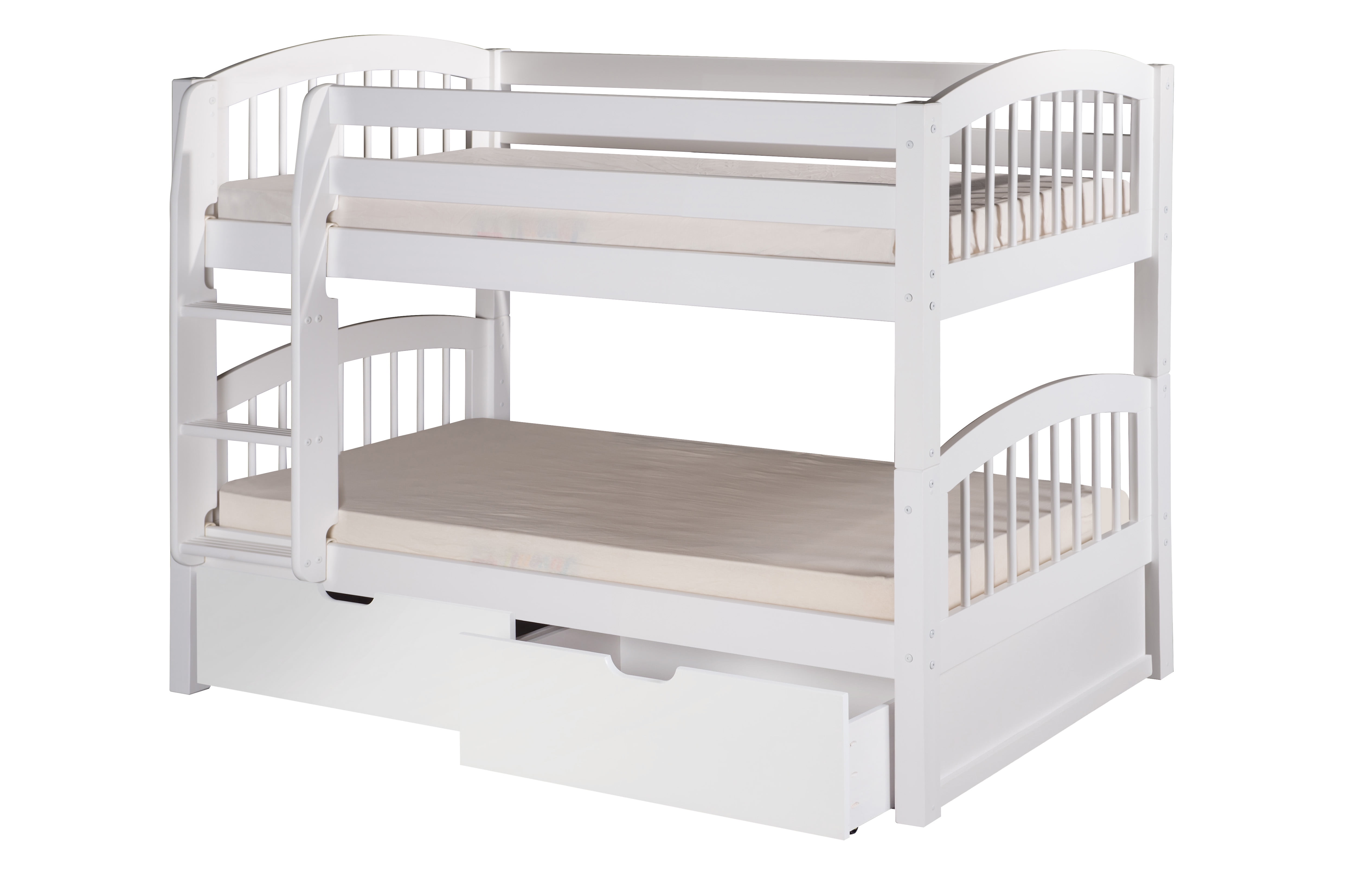 Camaflexi Twin over Twin Low Bunk Bed with Drawers Arch Spindle