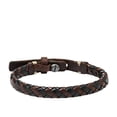 thumbnail image 1 of Pulsera Fossil JA5932716 de piel trenzada negra y marrón para hombre, 24 cm, 1 of 5