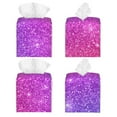 thumbnail image 2 of Gukieu Purple Glitter Print Leather Tissue Box, PVC Waterproof Velcro Opening and Closing Square Tissue Box Holder, Suitable for Home and Office Decoration, 2 of 7