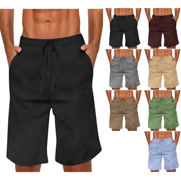 Men Casual Fashion Solid Shorts With Pocket Elastic Waist Shoort Pants Gym Shorts Workout Shorts Running FashionShorts Athletic Stretchy Fashion