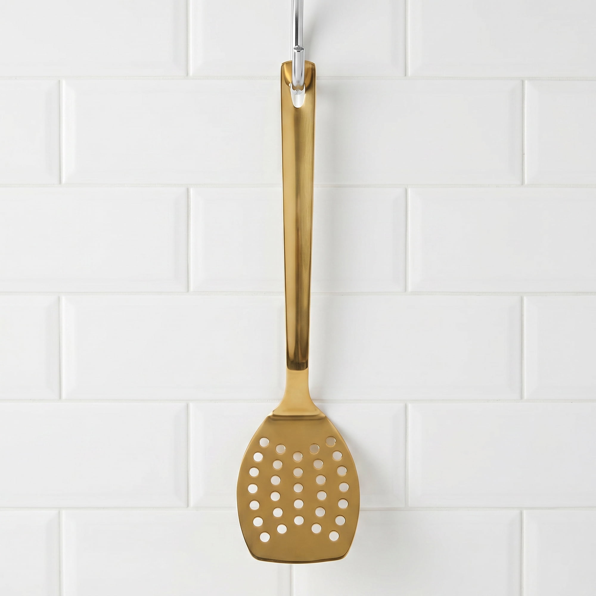 Unique Bargains Kitchen Heat-Resistant Cooking Tool with Long Handle Gold 13x3.1 in