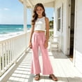 thumbnail image 5 of Cethrio Girls Cotton Linen Outfit Sets Size 7-8 T, 2 Piece Sleeveless Casual Kids' Summer Clothing Sets Pink, 5 of 7