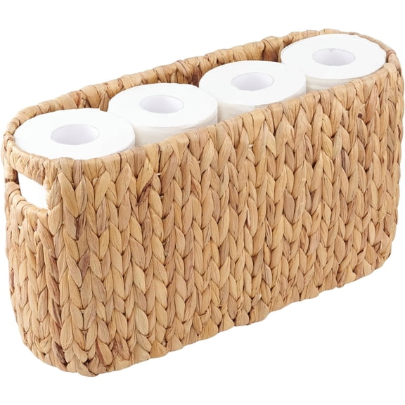 Ngardk Toilet Paper Storage, Toilet Paper Basket, Water Hyacinth Toilet Paper Holder Up to 8 Rolls,  17.3"X9.4"x5.9", Pack of 1, Natural Color