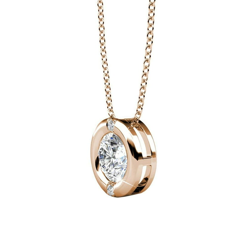 Cate & Chloe Zara Radiant 18K White Gold Plated Necklace With Solitaire  Round Cut Crystal, Necklace For Women (Rose Gold) - Walmart.Com