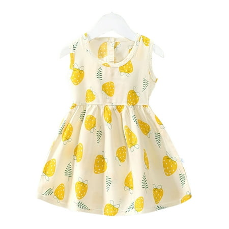 

Baby Cartoon Print Toddlers Sleeveless Princess Dress for Summer
