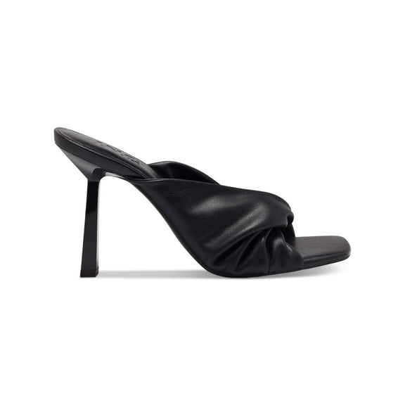 INC Womens Black Comfort Ruched Birana Square Toe Stiletto Slip On Heeled Sandal 7 M