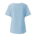 thumbnail image 5 of T Shirts For Women Womens Tops Cotton Linen Tops For Crewneck Roll Up Short Sleeve Tshirt Trendy Floral Print Casual Loose Fitted Blouse, 5 of 5