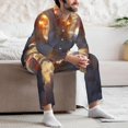 thumbnail image 7 of Honeii Rainbow Cloud White Horse Pattern Mens Pajamas Set,2pcs Men's Lounge Long Sleeve Sleep Shirt and Pajama Bottoms Sleepwear Set,Mens Pjs Sets-, 7 of 7