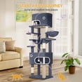thumbnail image 6 of Hzuaneri Cat Tree, 79.9" Tall Indoor Cat Tower with Scratching Posts, Large Platform, 2 Caves & Basket, Dark Grey, 6 of 9