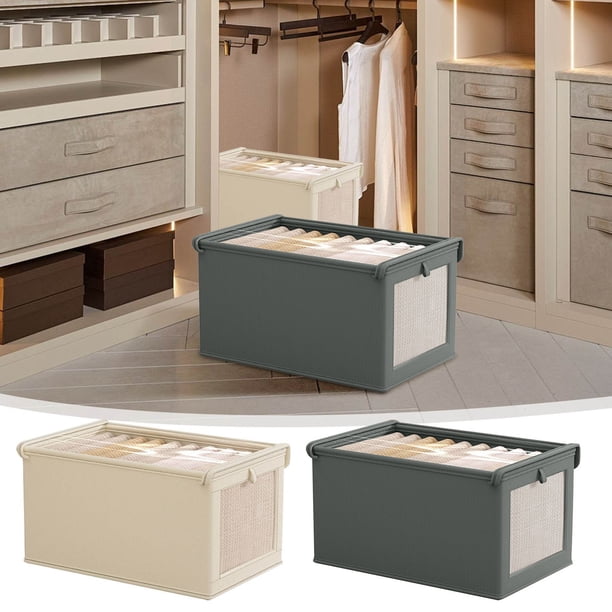 Caja grande de tela con tapa - Contenedor plegable de tela de 36x25x20cm • Diseño visible en la ventana • Organización apilable para ropa y accesorios