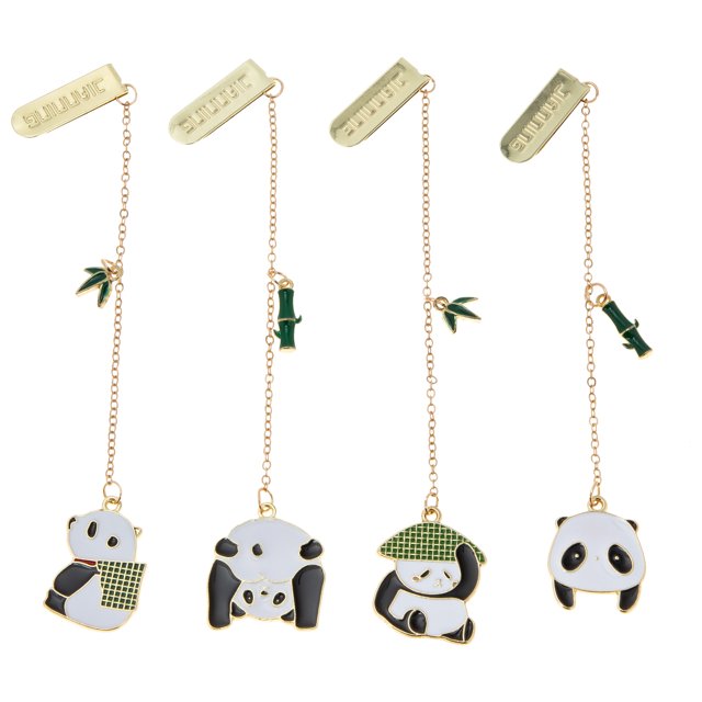 4 Pcs Marque-Pages Suspendus Clip-on Marque-Pages Pendentif Panda Marque-Pages en Métal