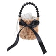 thumbnail image 1 of 1 UNID REDONDA REDONDO WOVEN BOLSA DE LADY BOLSA DE VIAJE DE HORNO SIMPLE, 1 of 6