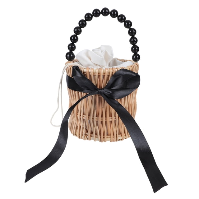 1 UNID REDONDA REDONDO WOVEN BOLSA DE LADY BOLSA DE VIAJE DE HORNO SIMPLE
