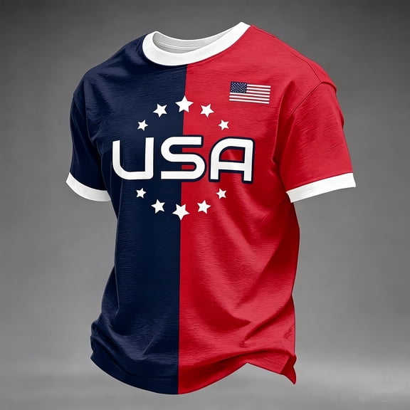 Men USA Soccer Jersey Shirts American Flag Graphic Short Sleeve Tee Crew Neck T Shirt Happy Fashion Jerseys for Men 2026 Football Tee, Royal Blue XXXL