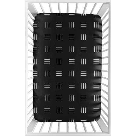 UPC: 0846480095842 | Boho Hatch Black and White Mini Fitted Crib Sheet by Sweet Jojo Designs