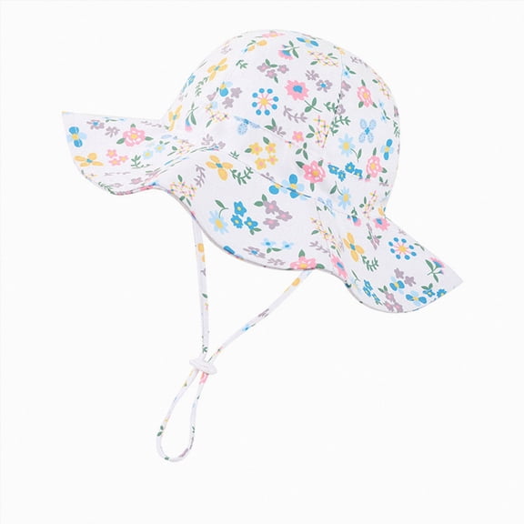 CAUYDY 6M 9M 12M 18M Toddler Sun Hat with Neck Flap UPF 50 Adjustable 1T 2T 3T 4T Newborn Baby Boys Girls Summer Beach Hat Little Kids Traveling Bucket Hat (Sizes 1-2 Years,White)
