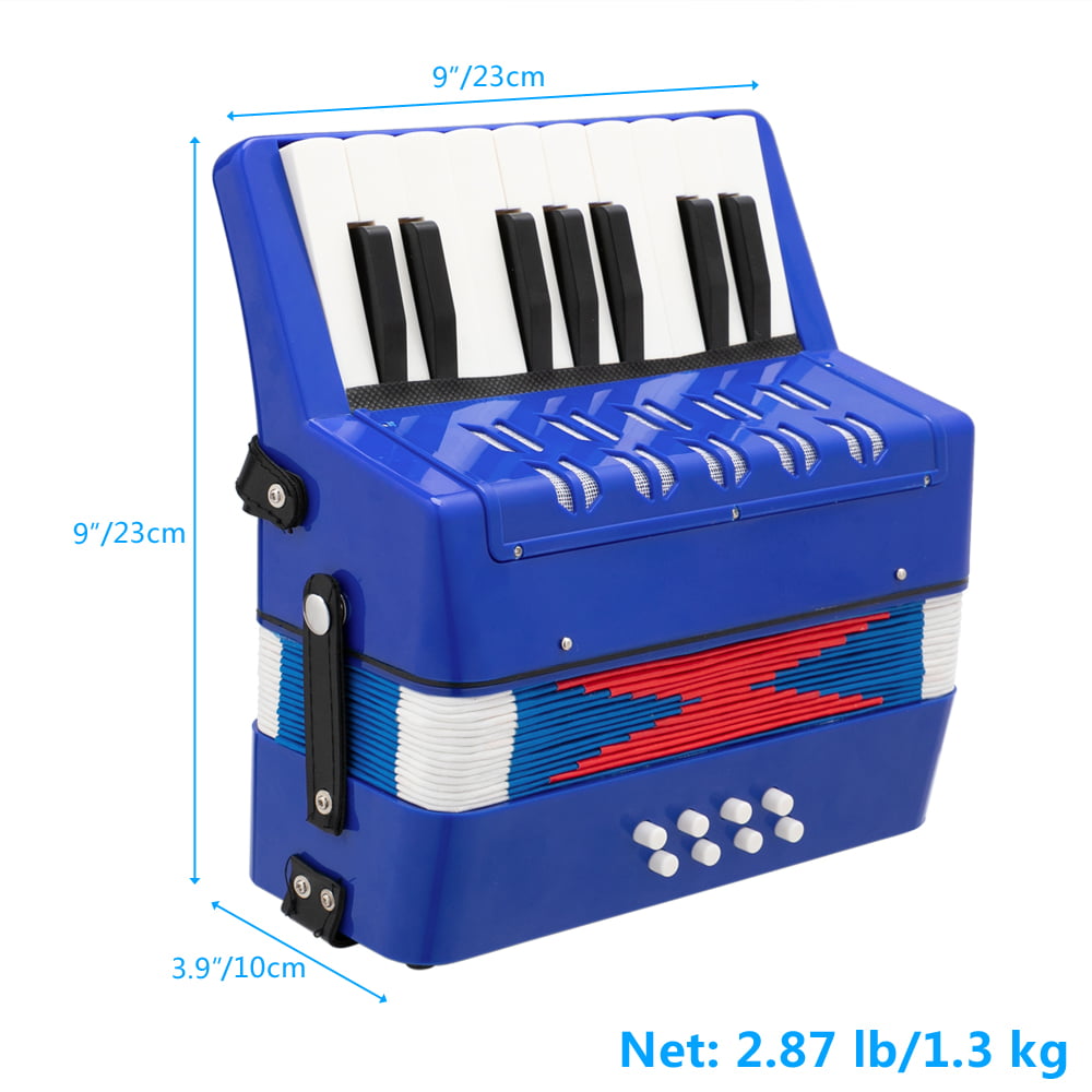 Blue Alomejor 17 Key 8 Bass Piano Accordion Musical Instrument for Beginners Students 