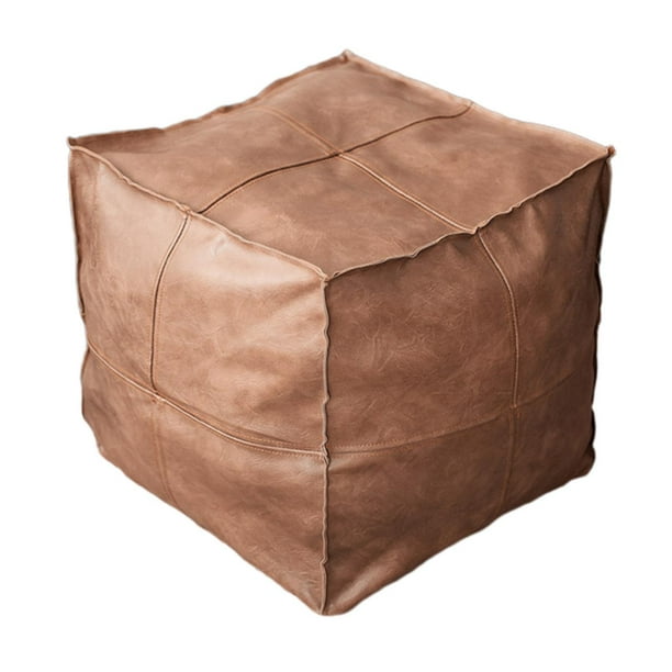 PU Leather Pouf Embroider Craft Hassock Ottoman Footstool Nordic