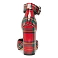 thumbnail image 2 of MADDEN GIRL Womens Red Plaid Padded Goring Adjustable Saxon Pointed Toe Block Heel Buckle Dress Pumps Shoes 6.5 M, 2 of 4