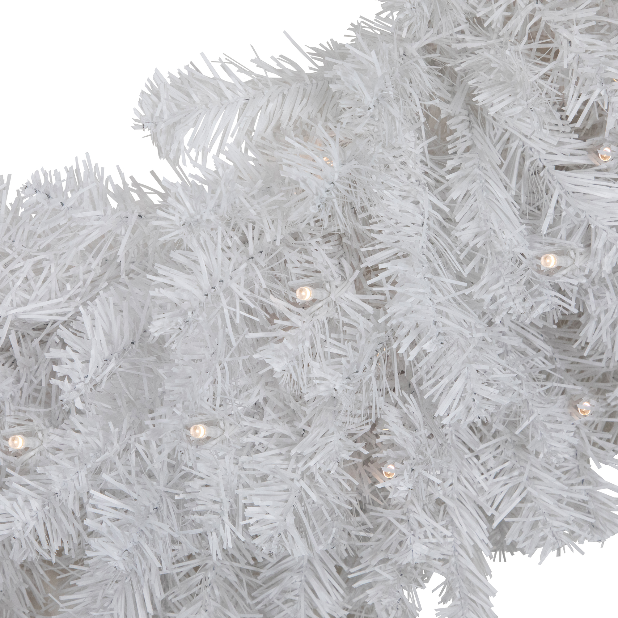 Pre-Lit LED White Canadian Pine Artificial Christmas Wreath 30-Inch Clear Lights