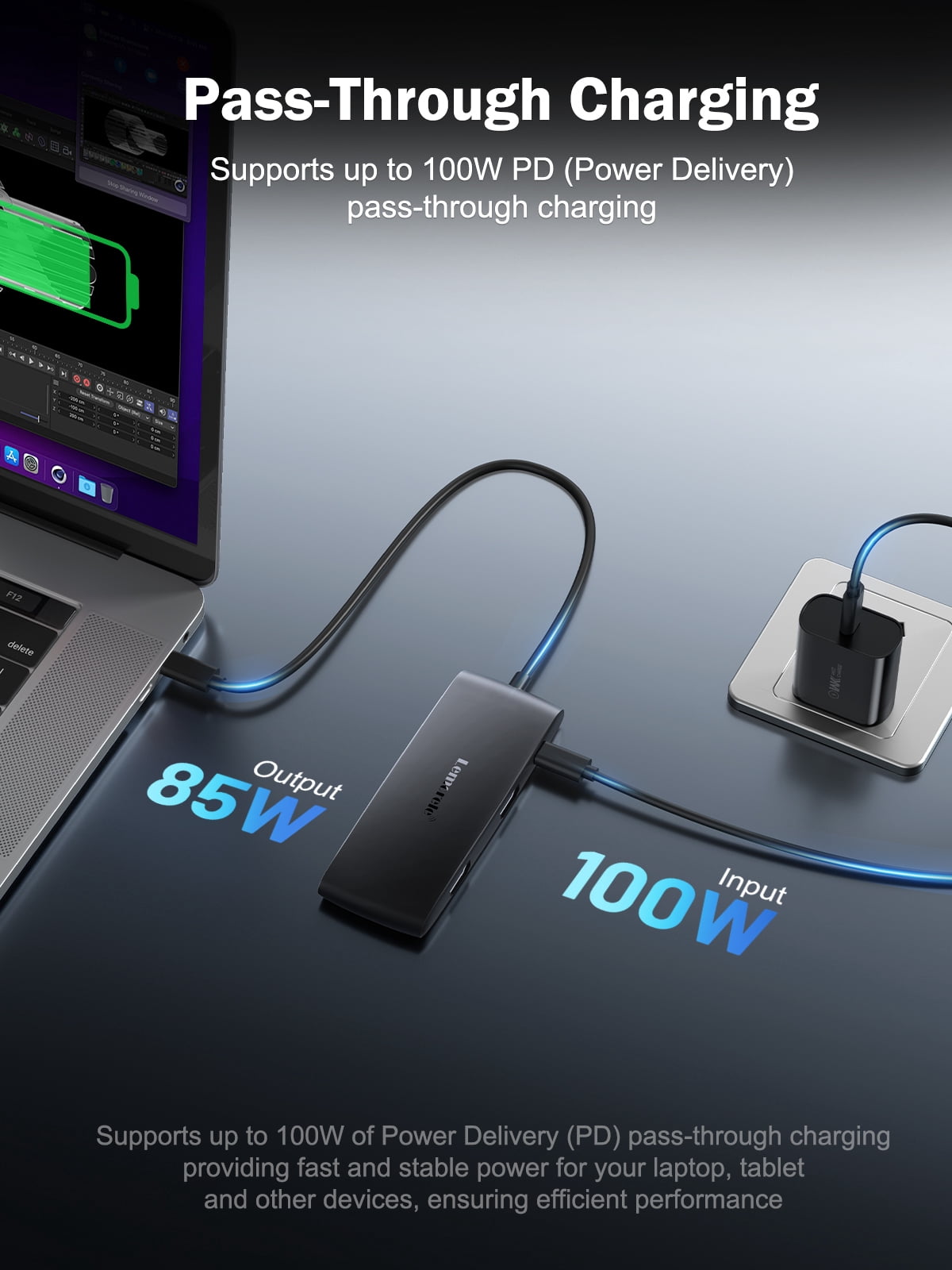 7-in-1 USB-C Docking Station with HDMI Ports Support Dual 4k Output, 100w PD Charging, 5Gbps USB 3.0 and 2.0 Ports for Multi-monitor Setups