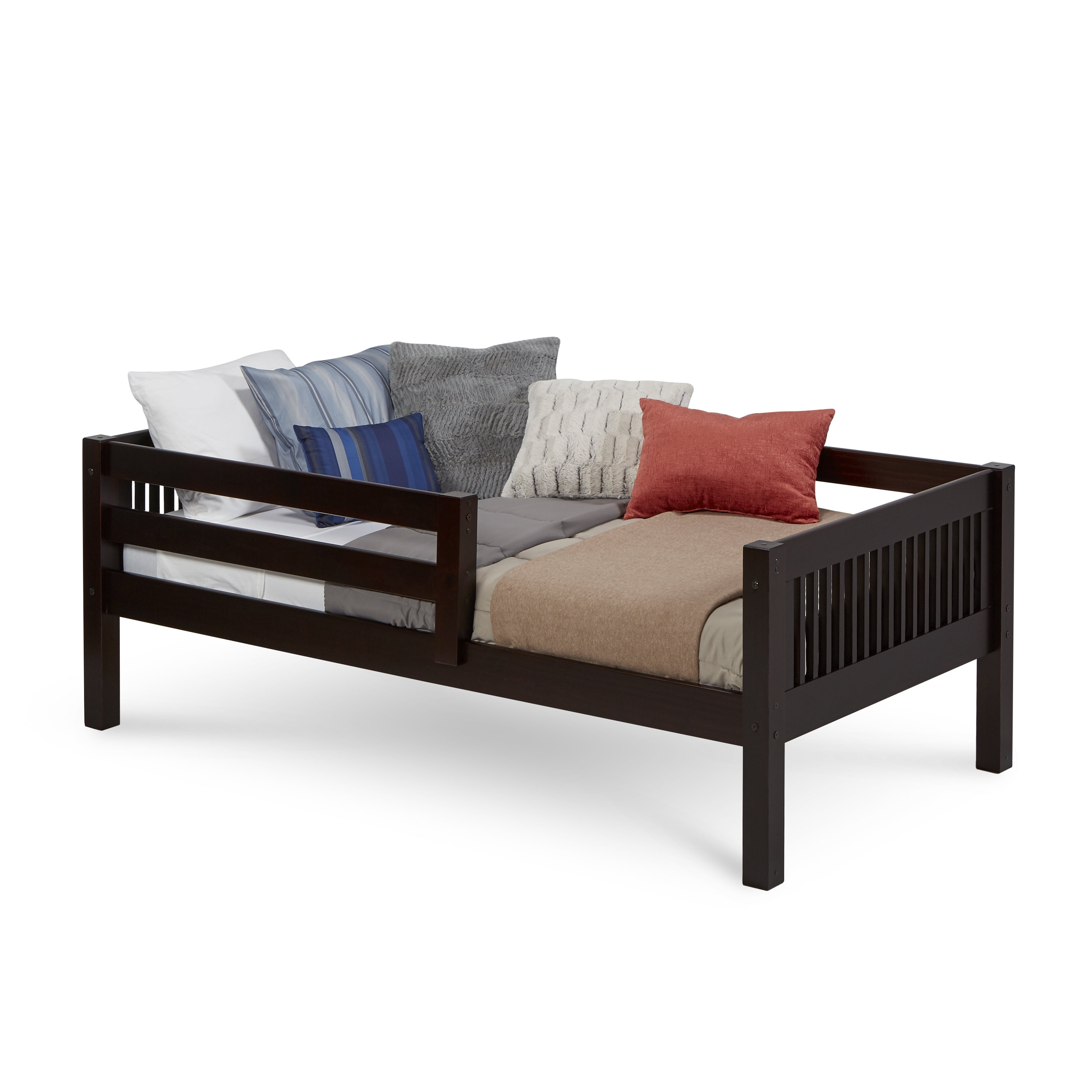 Camaflexi Twin Size Day Bed with Front Guard Rail Mission Headboard