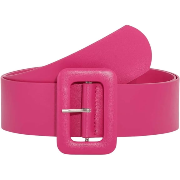 LinYooLi Women's Leather Belts Vintage Wide Square Buckle Belt