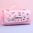 thumbnail image 4 of Estuche para lápices Kawaii, estuche grande para bolígrafos de papelería escolar coreana (rosa donut), 4 of 5