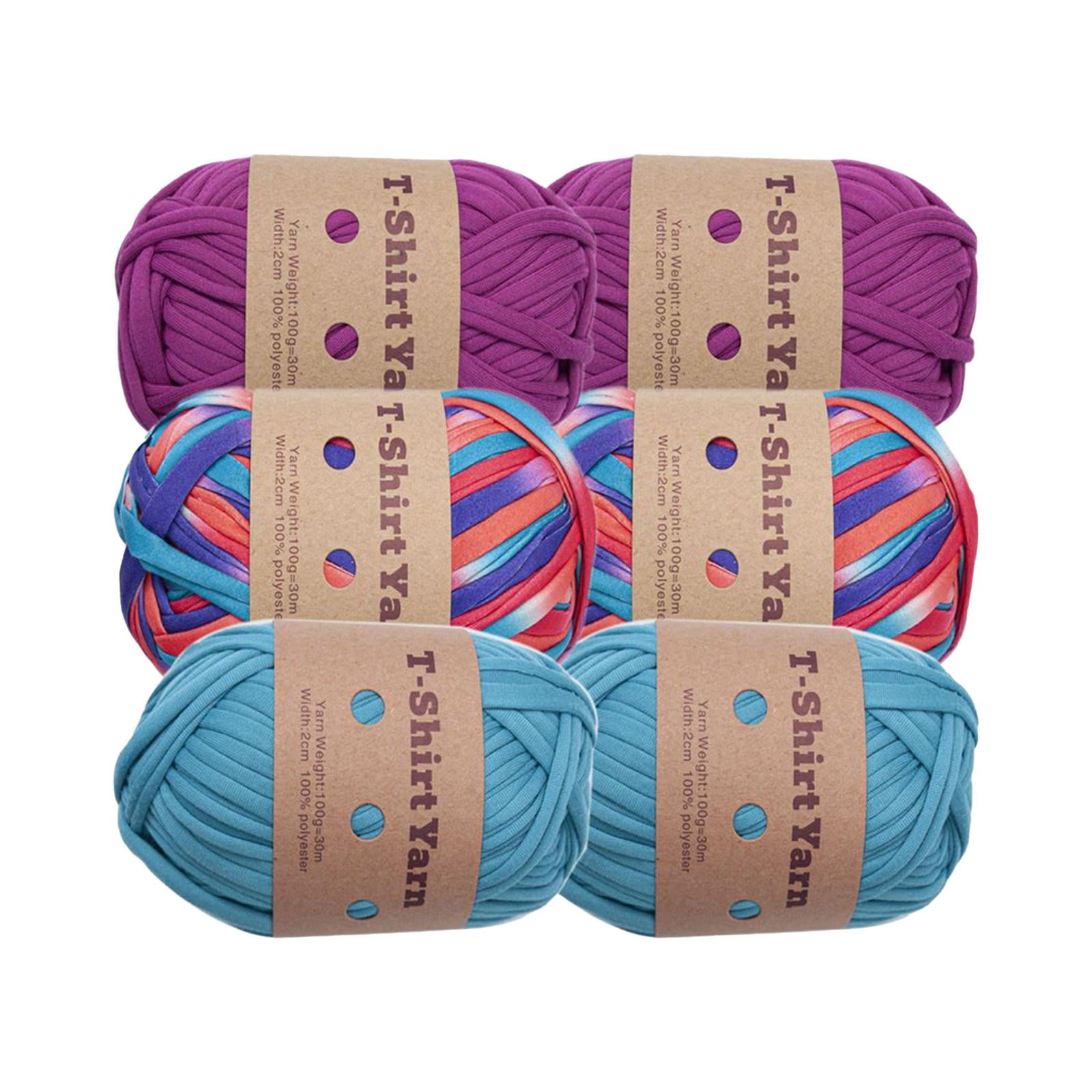6 Pieces T Shirt Yarn Bag Making Material Crocheting Hand Knitting Hand Knit Tubular Yarn Weaving Thread Yarn for Macrame Hats Scarf Cushion Style C