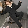 thumbnail image 2 of Uqiangy Plus Size Pjs for Women 3x 2 Piece Sets for Women Long Sleeve Pajamas Travel Outfits for Women Two Piece Fall Set Long Sleeve Pajamas for Women Black M, 2 of 5