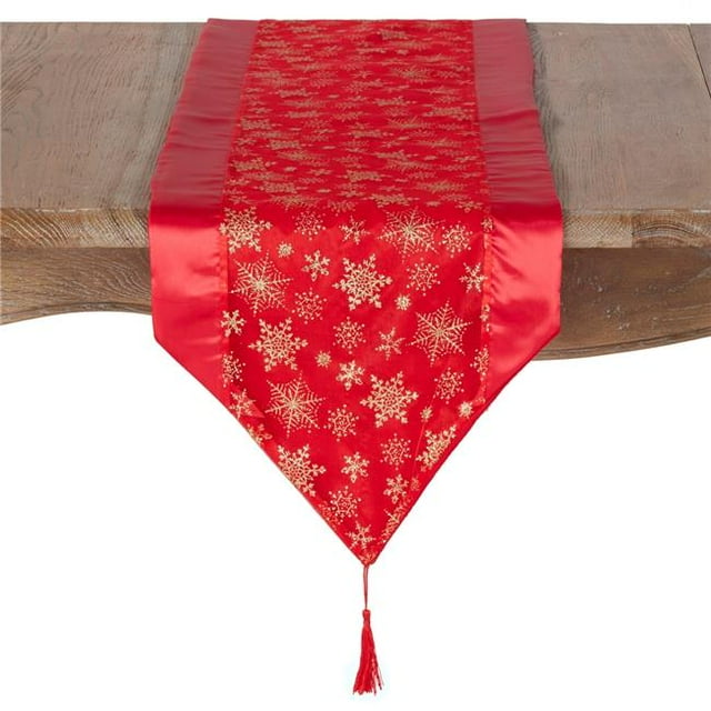 Saro Lifestyle 9380.R1471X 14 x 71 in. Organza Hexagonal Flocon de Neige Design Chemin de Table - Rouge&44; Ensemble de 4