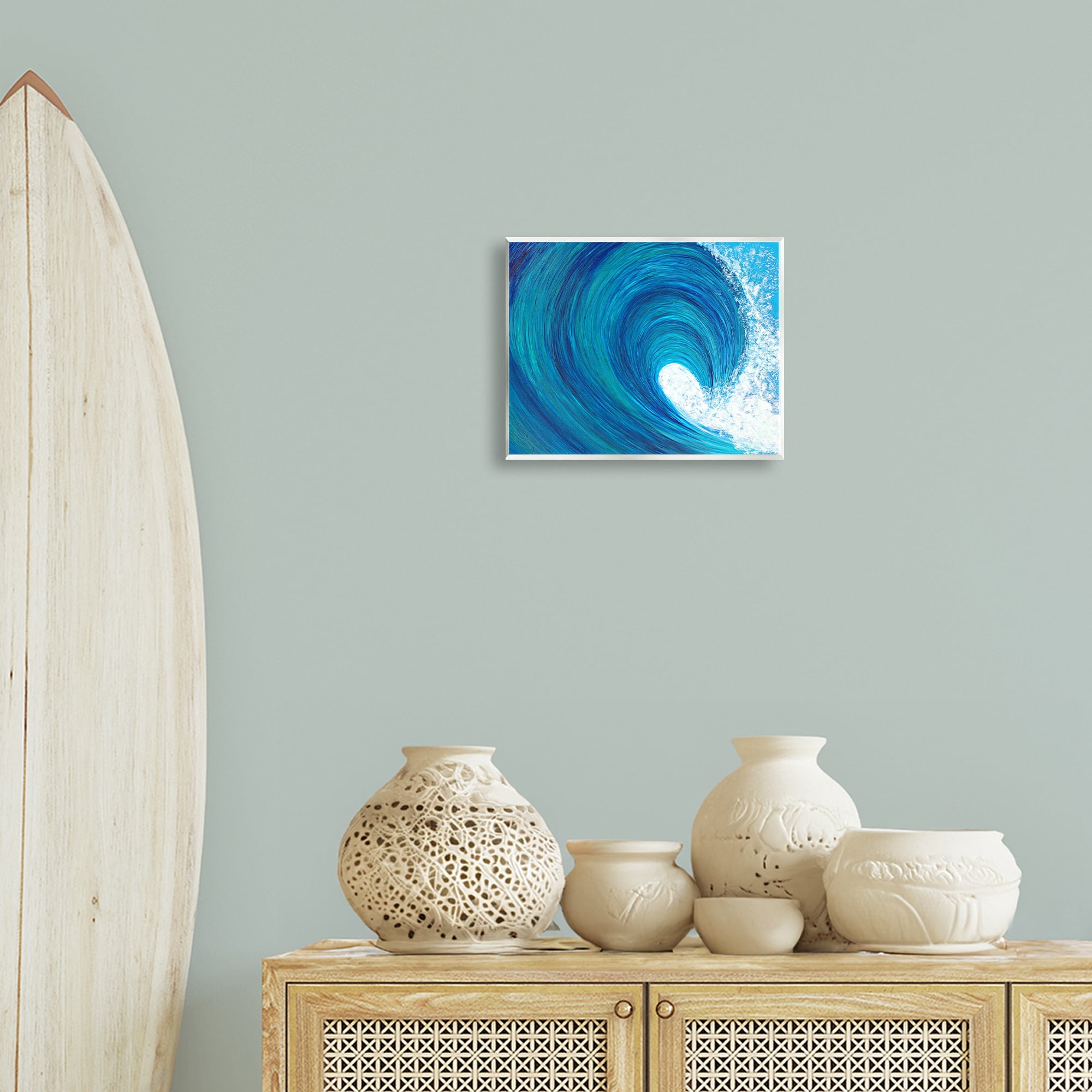 Stupell Industries Swirling Ocean Wave Coastal Painting Unframed Art Print Wall Art, 14 x 11