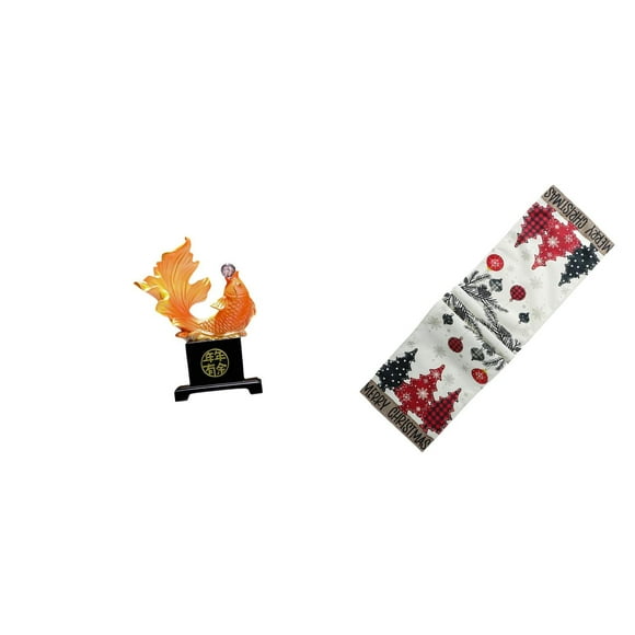 Camino de mesa decorativo con escultura de , estatua de animal, figura de carpa de resina artesanal, adorno festivo moderno, ideal como regalo de N